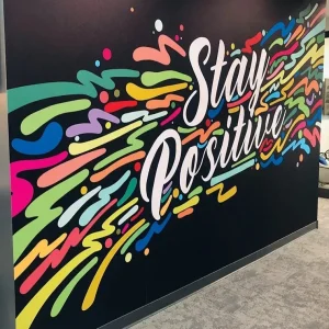 A colourful wall graphic.