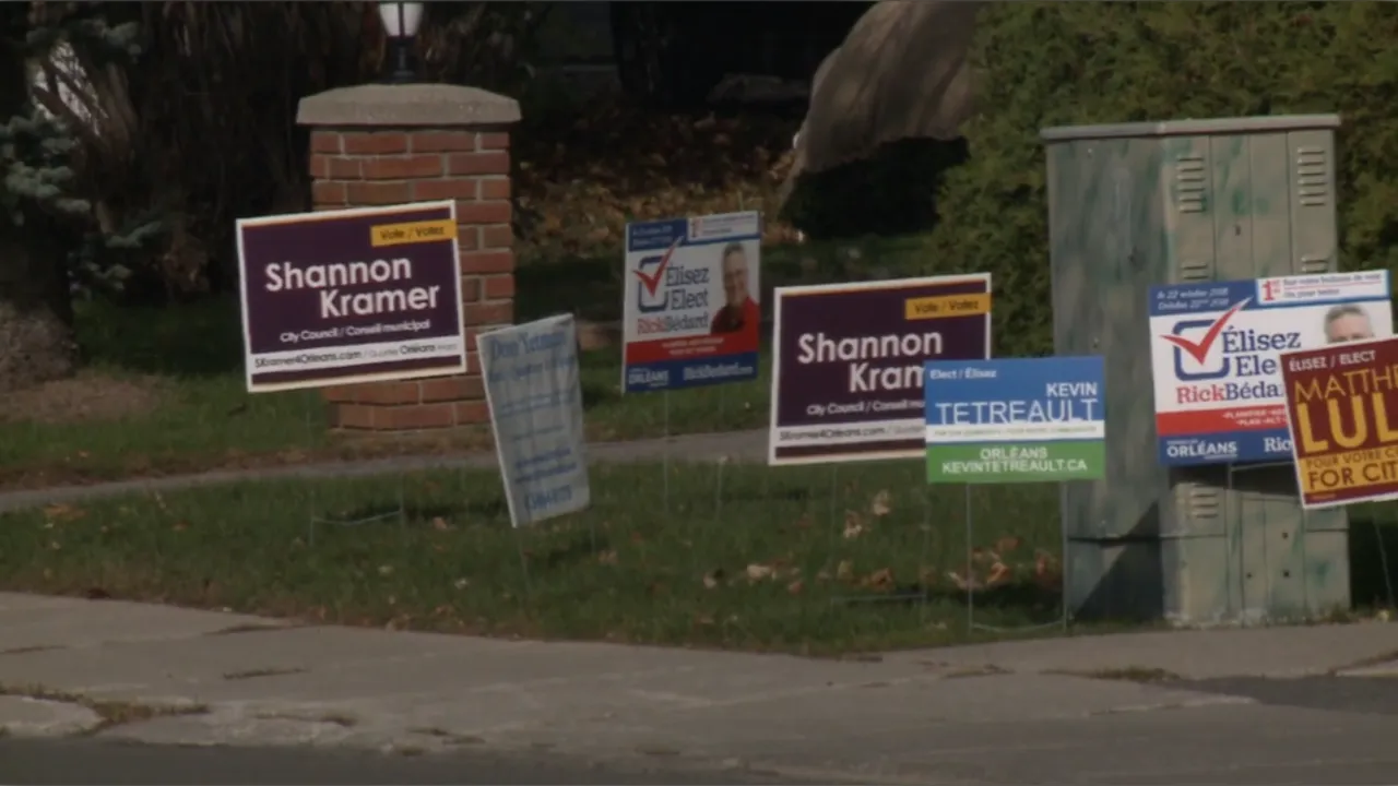 Various political yard signs.